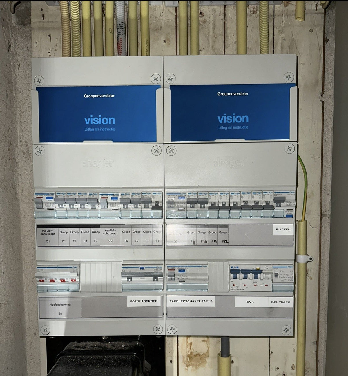 Nieuwe dubbele groepenkast met extra groepen, door ons geplaatst